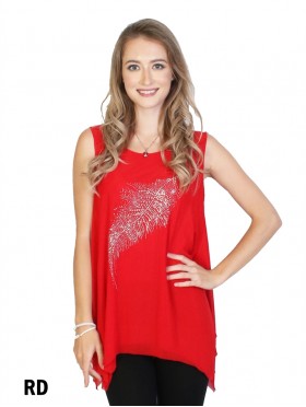 Feather Rhinestone Chiffon Tops