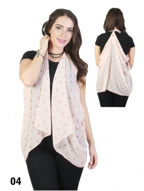 Multi-way Anchor Patterned Chiffon Shawl W/ Button