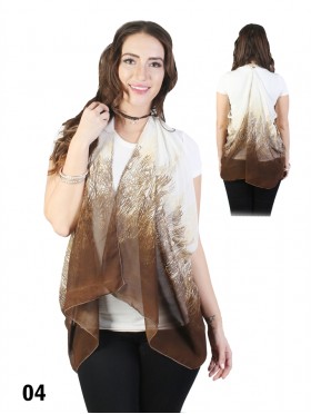 Forest Print Chiffon Kimono Wrap W/ Button