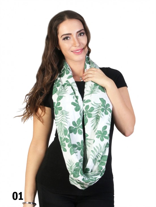 FLOWERS PRINT LOOP SCARF