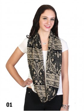 Two Tone Paisley Print Loop Scarf