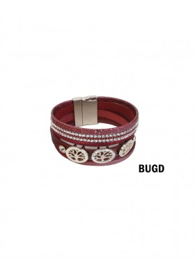 Rhinestone Wrap Magnetic Bracelet W/ Life Tree Charms