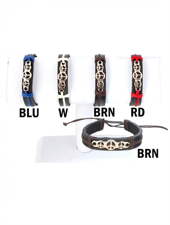 PEACE Faux Leather Rope Bracelet 