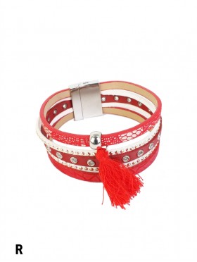 Rhinestone Wrap Magnetic Bracelet W/ Tassel