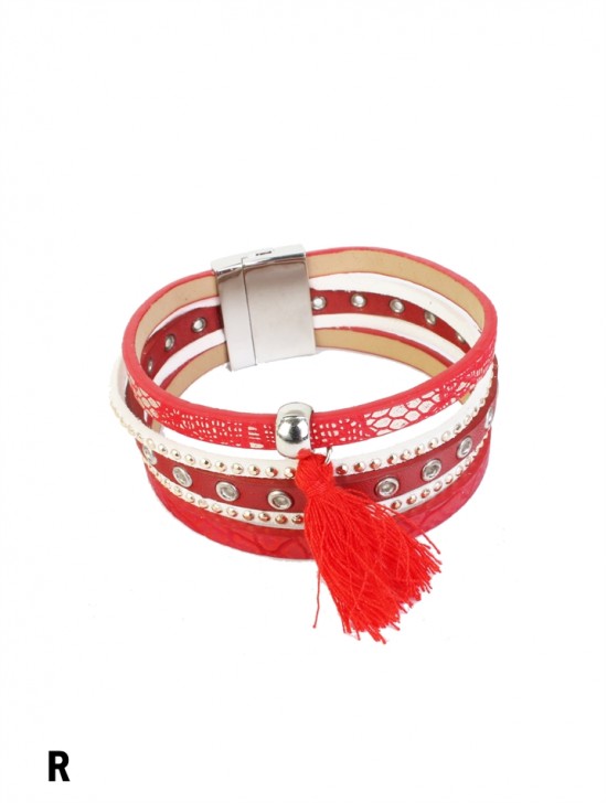 Rhinestone Wrap Magnetic Bracelet W/ Tassel