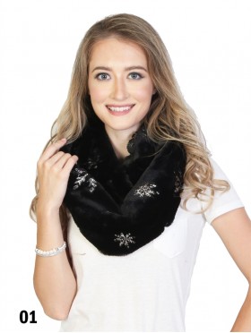 Snowflake Plush Loop Premium Scarf