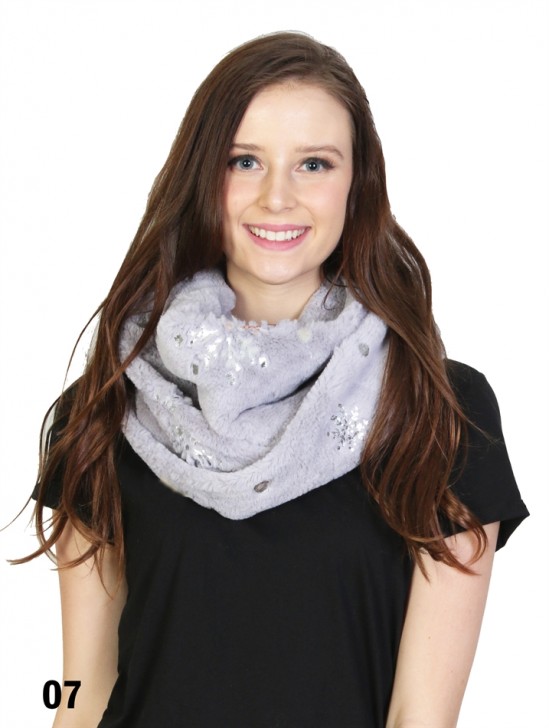 Snowflake Plush Loop Premium Scarf