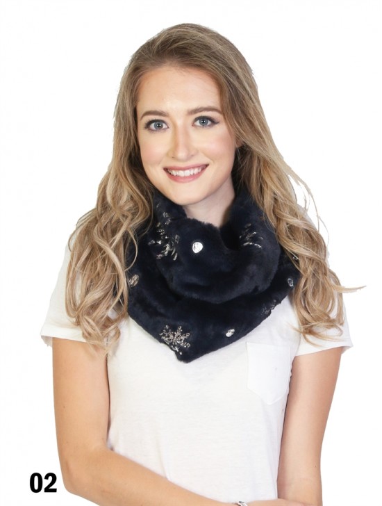 Snowflake Plush Loop Premium Scarf