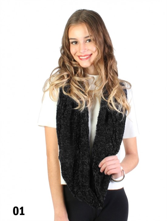 Super Soft Chenille Feeling Ribbed Loop Scarf