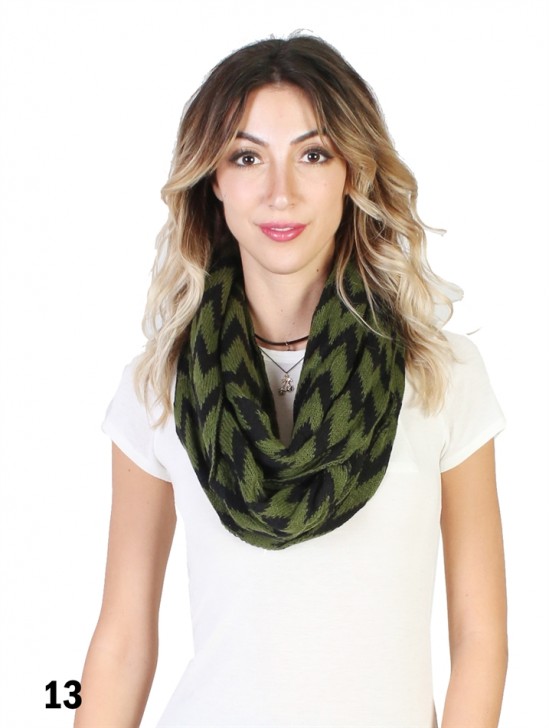 Chevron Print Loop Knit Scarf