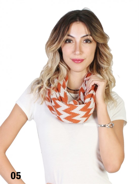 Chevron Print Loop Knit Scarf