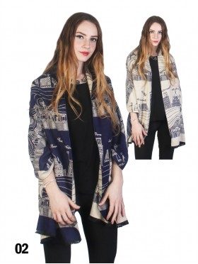 Trendy Paris Print Scarf/Cape