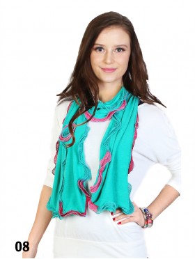 SCARF, 2-TONE ROSETTE & RUFFLE SCARF