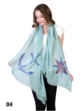 ANCHOR & COMPASS PRINT SCARF