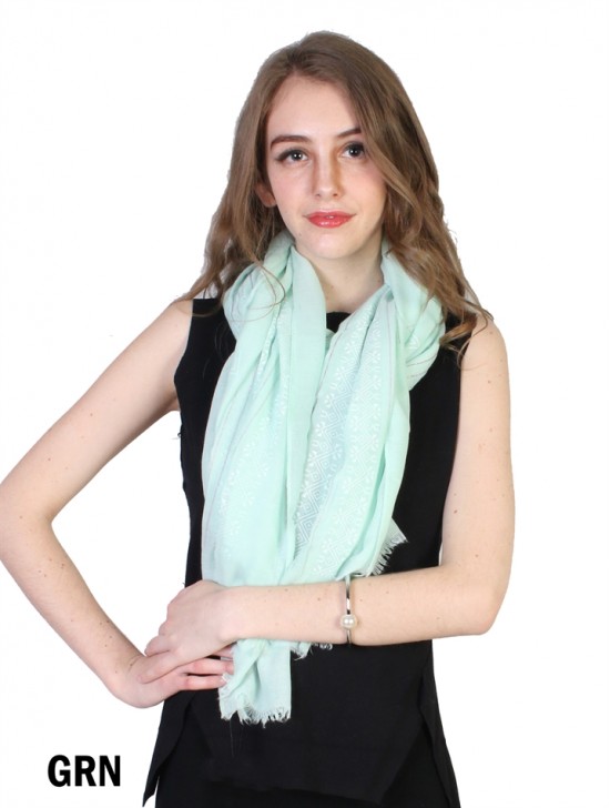 Geometric Print Fashion Scarf W/Stripe