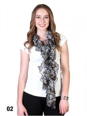 CHIFFON RUFFLE PRINT SCARF