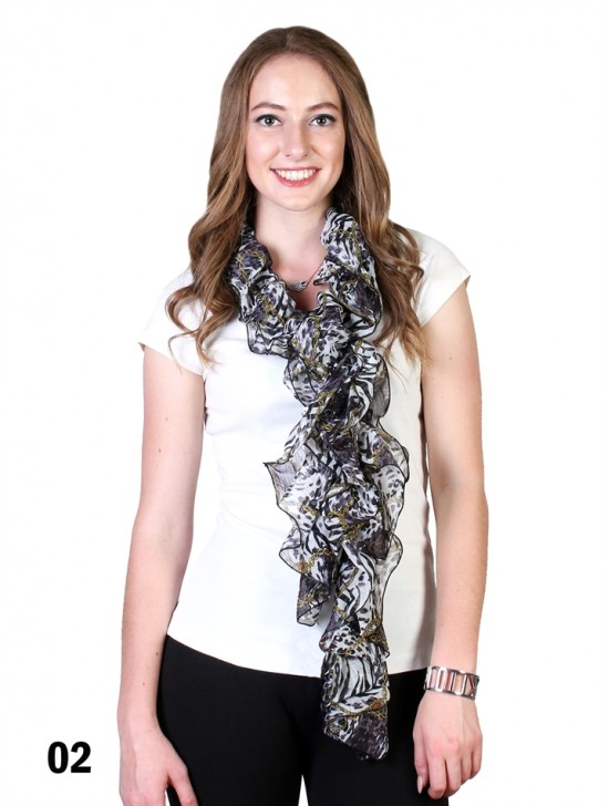 CHIFFON RUFFLE PRINT SCARF