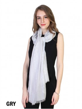 Geometric Print Fashion Scarf W/Stripe