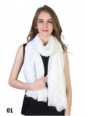 Premium Solid Fashion Scarf W/ Lace