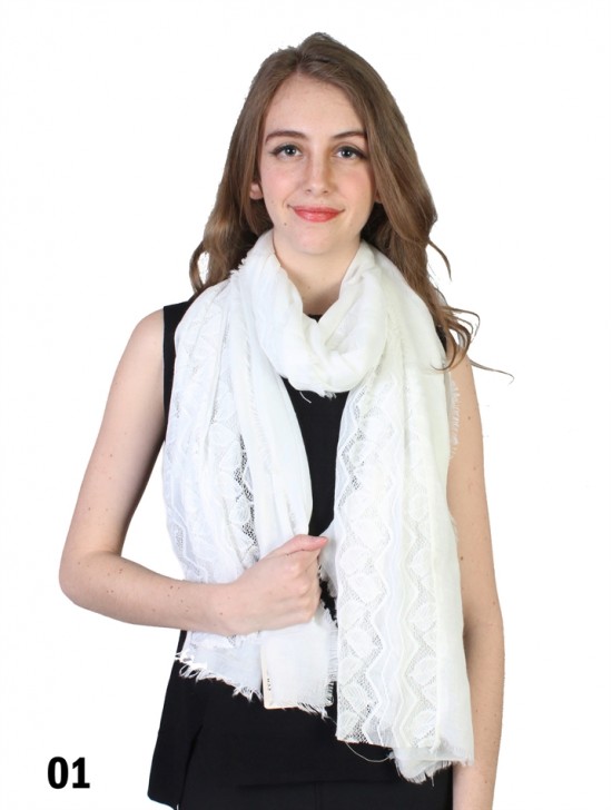 Premium Solid Fashion Scarf W/ Lace