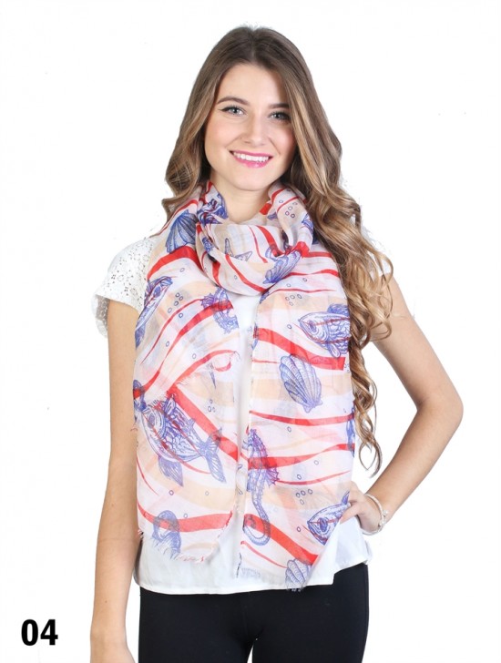 Marine Organism Print Scarf