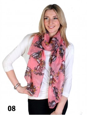 LINEN SCARF, FLOWERS ON SKULLS SCARF LINEN SCARF, FLOWERS ON SKULLS SCARF