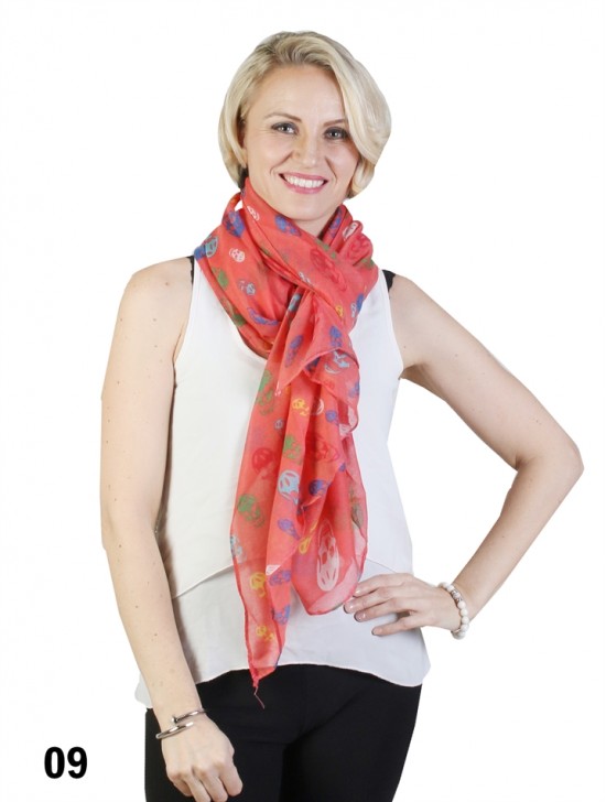 MULTI-COLOR SKULLS LINEN SCARF