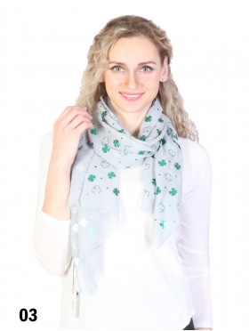Foil Clover Frayed Scarf