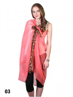 COLOUR BLOCK LEOPARD END LINEN SCARF