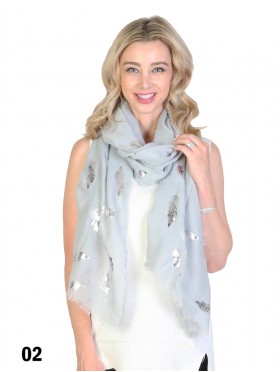 Foil Feather Print Scarf