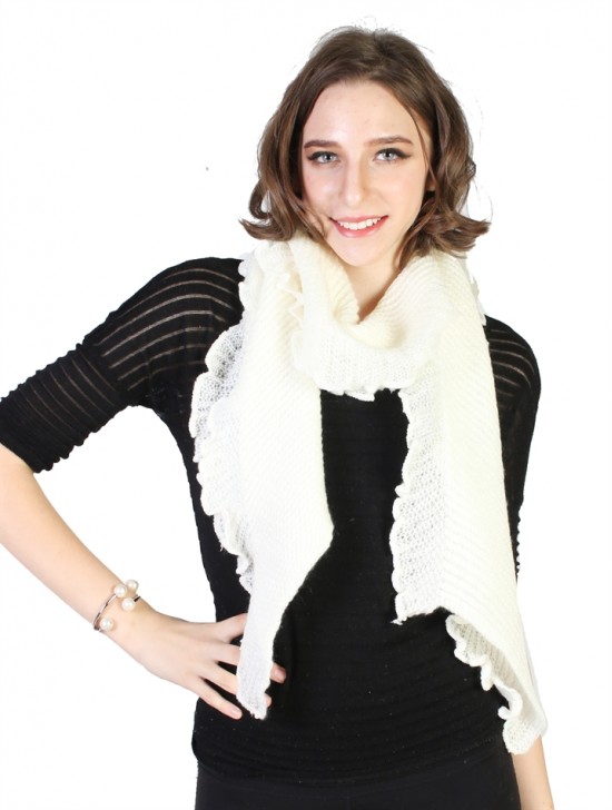 Long Knitted Ruffle Scarf