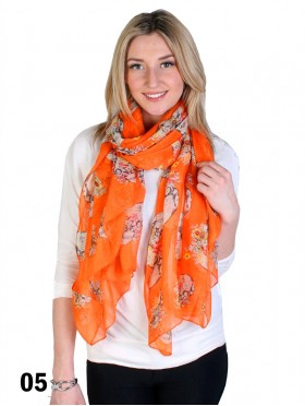 LINEN SCARF, FLOWER ON SKULL SCARF