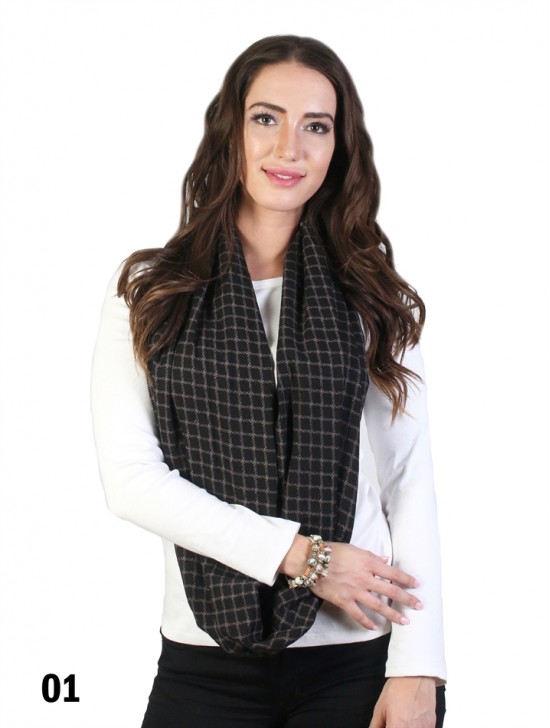 Plaid Pattern Loop Fashion Scarf