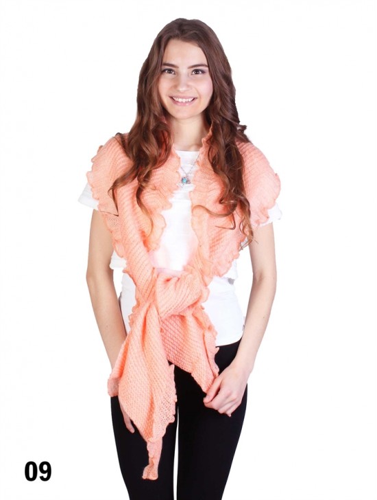 Long Knitted Ruffle Scarf