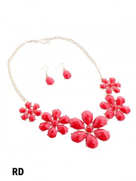 FLORAL STATEMENT NECKLACE AND EARRING SET