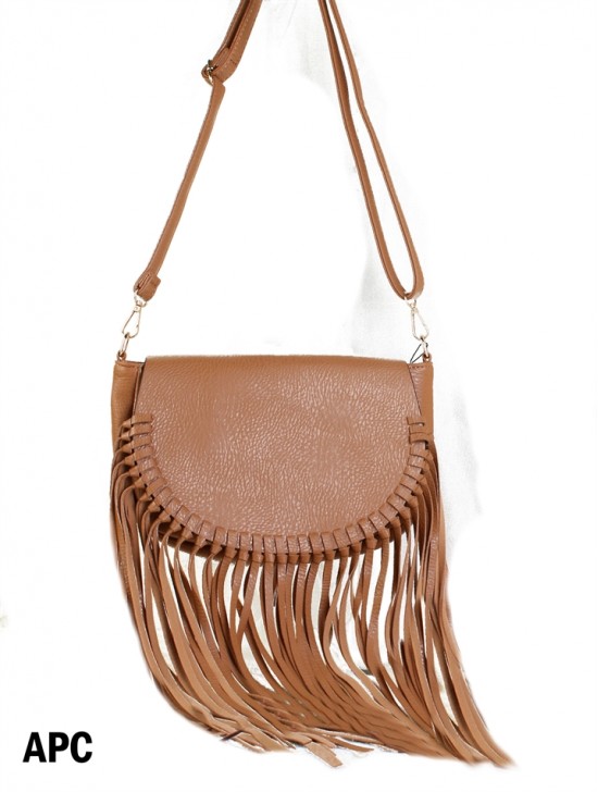 TASSELED FLAP CROSSBODY SATCHEL