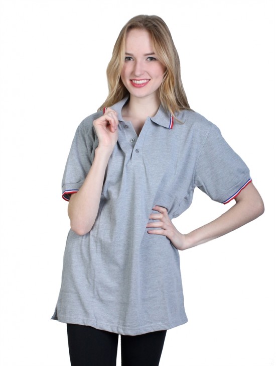 Unisex Solid Short Sleeve Top with Color Stripe Detail