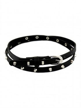 SLIM FAUX LEATHER BELT WITH STUDS