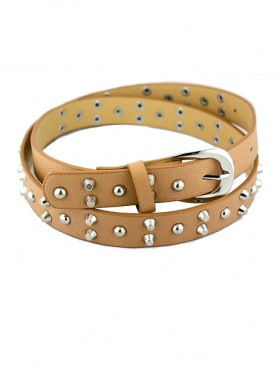 FAUX LEATHER BELT WITH STUDS