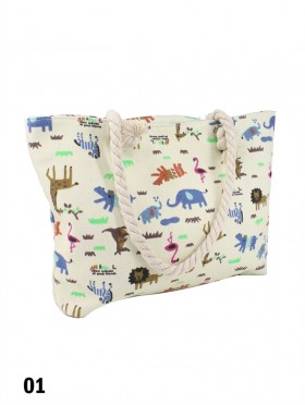 Canvas Animals Shoulder Tote