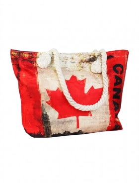 Canvas Canada Maple Leaf Print Shoulder Tote