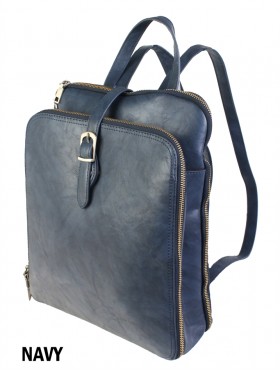 Faux Leather Laptop Backpack W/ Multiple Compartments