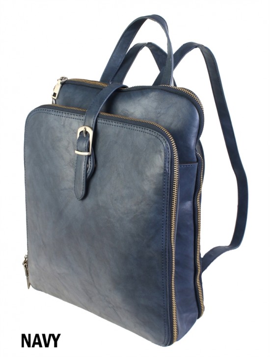 Faux Leather Laptop Backpack W/ Multiple Compartments