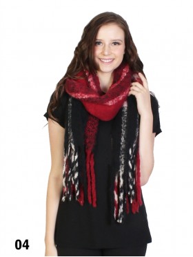 Plaid Winter Blanket Scarf W/ Stripes