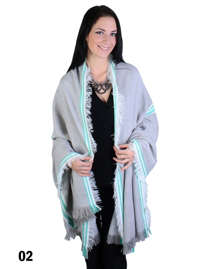 Stripe Boarder Fringe Cape