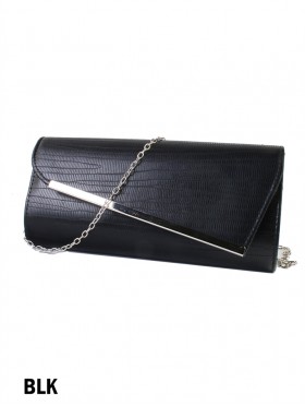 Asymmetrical Faux Leather Evening Clutch W/ Charm