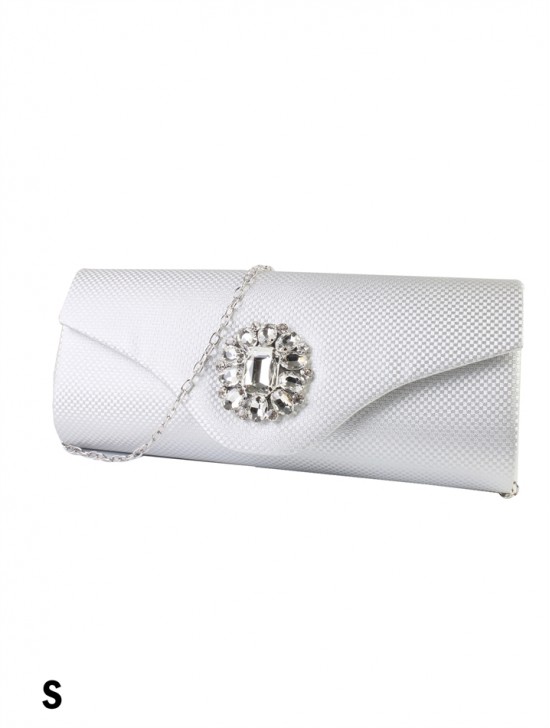 Shiny Evening Clutch W/ Rhinestone Flower