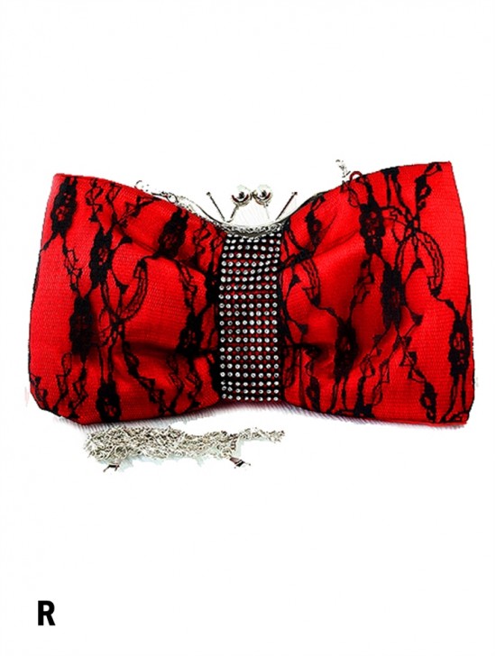 LACE OVERLAY SATIN CLUTCH
