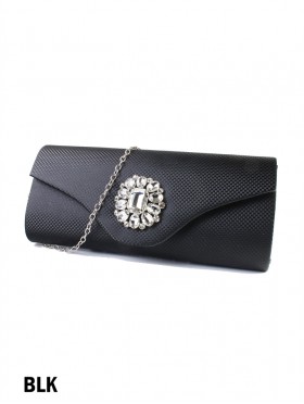 Shiny Evening Clutch W/ Rhinestone Flower