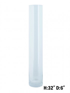 TALL STRAIGHT GLASS VASE